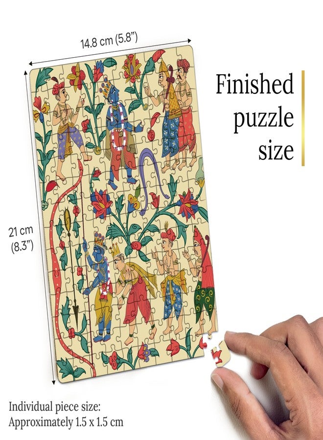 91Knots - Krishna with Devotees Wooden Jigsaw Puzzle (140 Pieces) for Adults & Kids 5+ | Beautiful Indian Artwork Puzzle | Pocket Brain Teaser Game | Educational Art Puzzle | Gift for All Occasions - Image 5